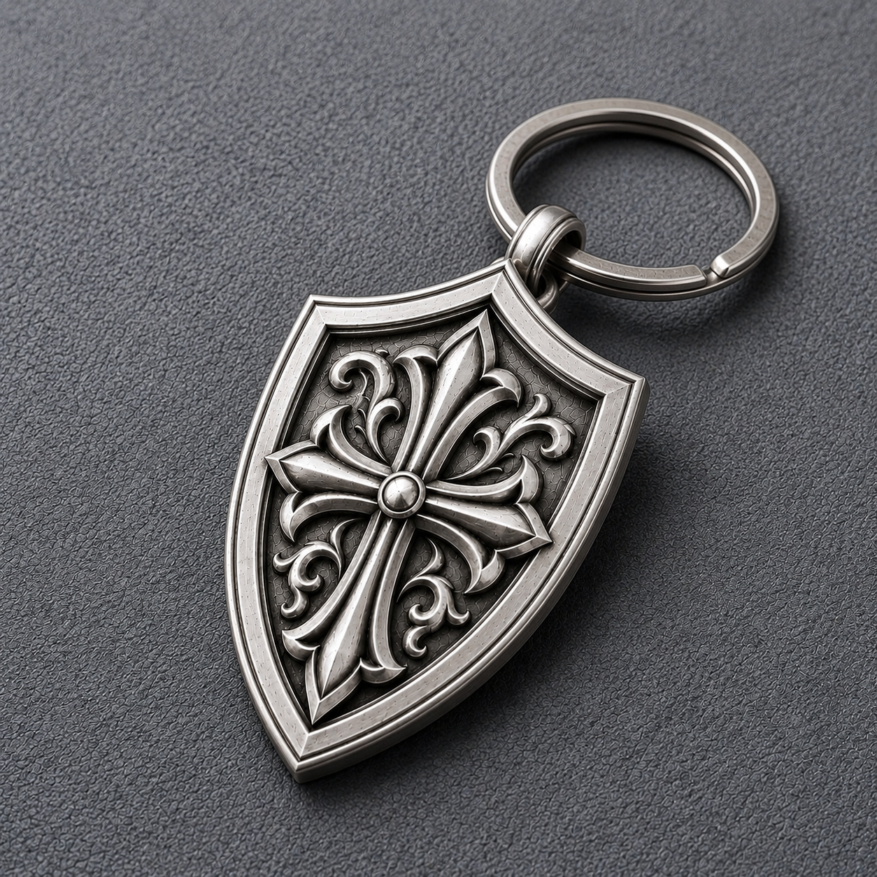 Fleur de Croix Shield Personalized Keychain