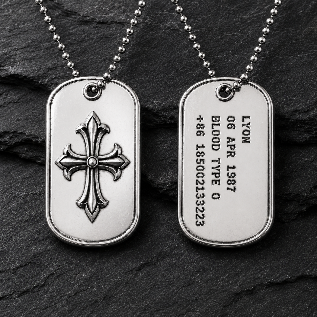 Sterling Silver Fleur-de-Lis Ignis I.D. Tag Necklace