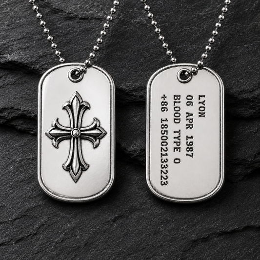 Sterling Silver Fleur-de-Lis Ignis I.D. Tag Necklace