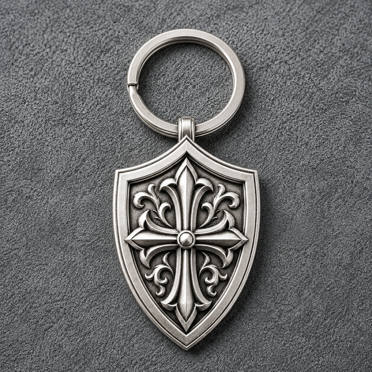 Fleur de Croix Shield Personalized Keychain