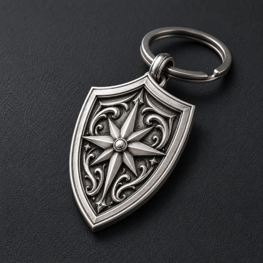 North Star Shield Personalized Keychain