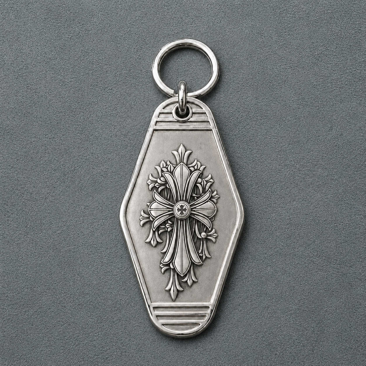 Gothic Fleur Cross Personalized Keychain