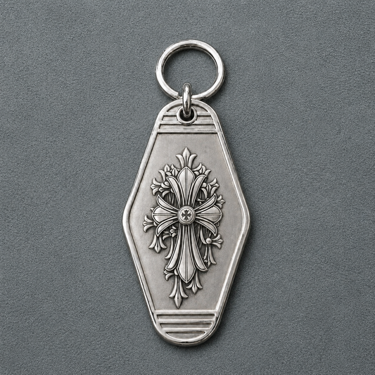 Gothic Fleur Cross Personalized Keychain