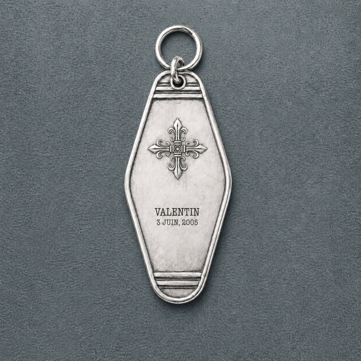 Gothic Fleur Cross Personalized Keychain