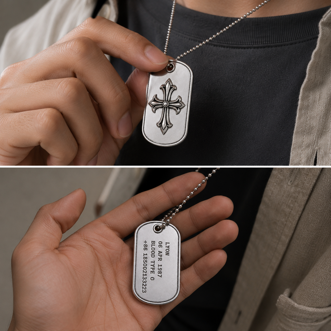 Sterling Silver Fleur-de-Lis Ignis I.D. Tag Necklace