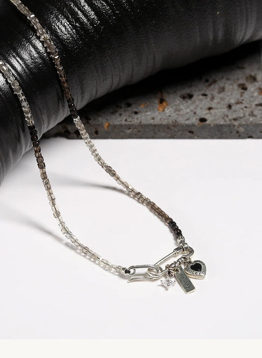 Gradient Silver Pendant Necklace - 925 Sterling Silver Vintage Design