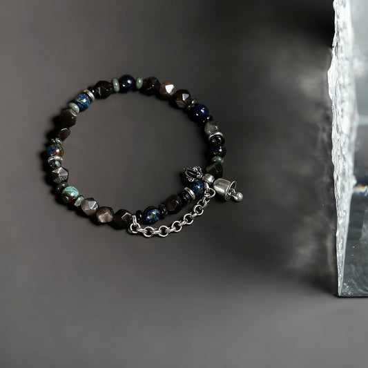 925 Sterling Silver Black Couple Bracelet - Minimalist Vintage