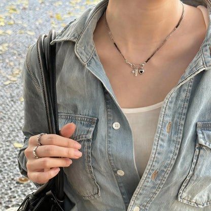 Gradient Silver Pendant Necklace - 925 Sterling Silver Vintage Design