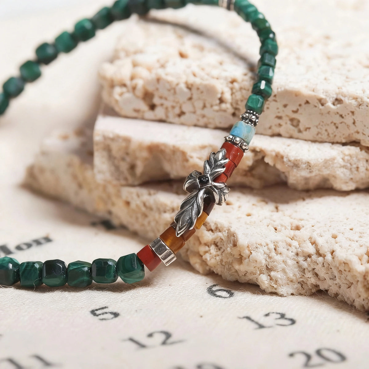 Green 925 Sterling Silver Bracelet - Handmade Vintage Statement Piece