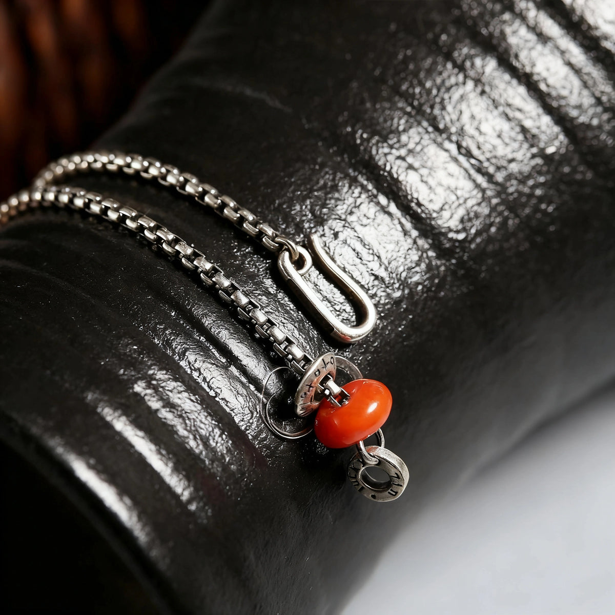Red Begonia Silver Couple Bracelet - Handmade Vintage Statement Jewelry