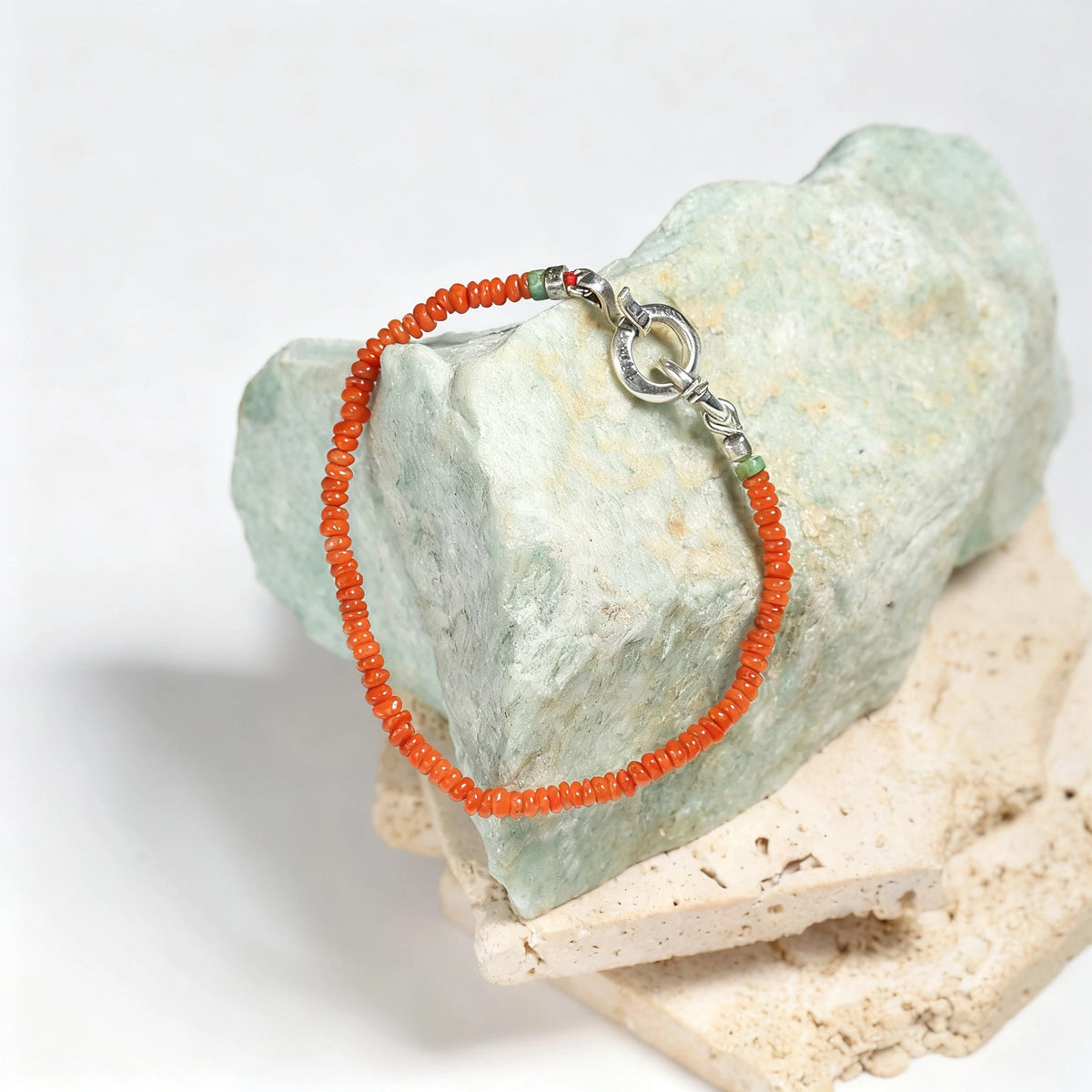 Red 925 Silver Bracelet - Handmade Vintage Lucky Charm Bracelet
