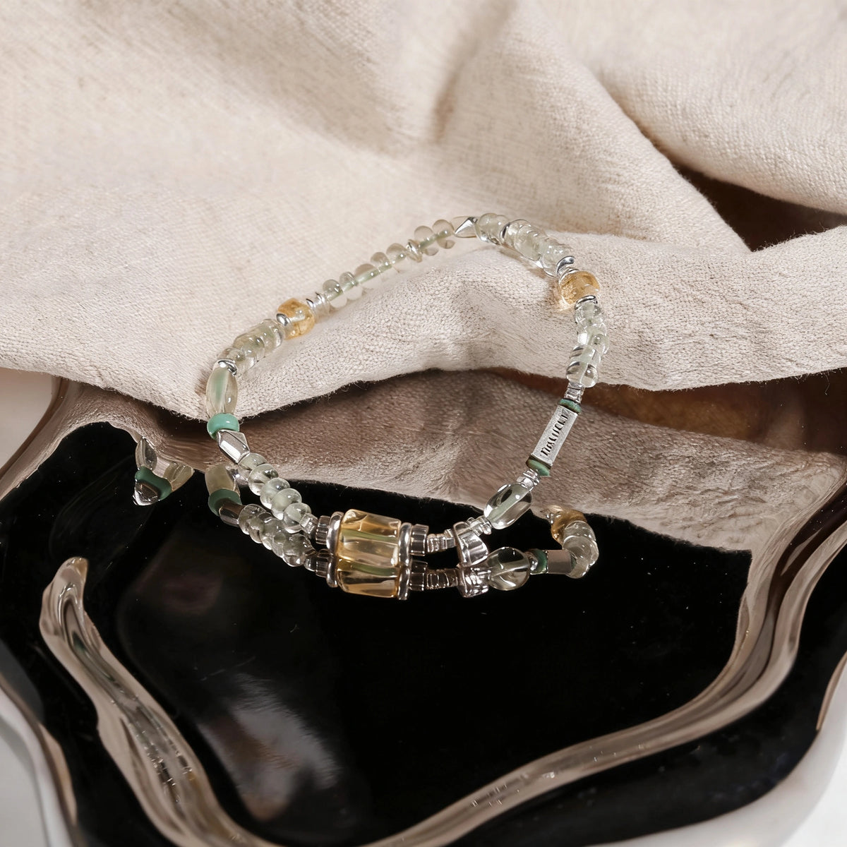 Fresh Green 925 Silver Bracelet - Handmade Vintage Minimalist Design