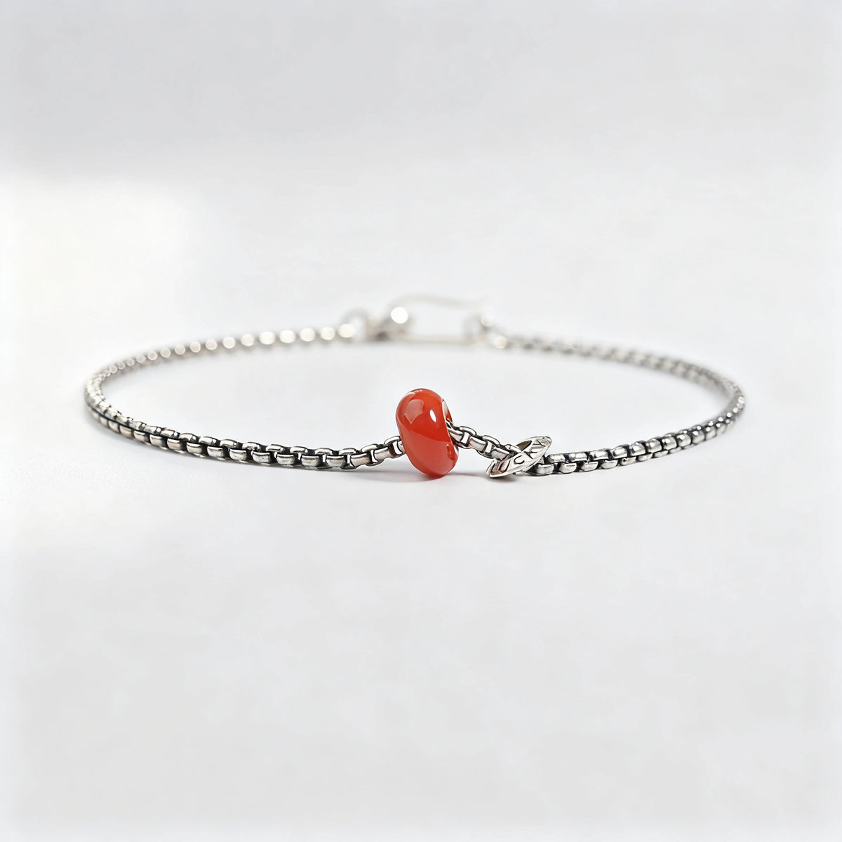 Red Begonia Silver Couple Bracelet - Handmade Vintage Statement Jewelry